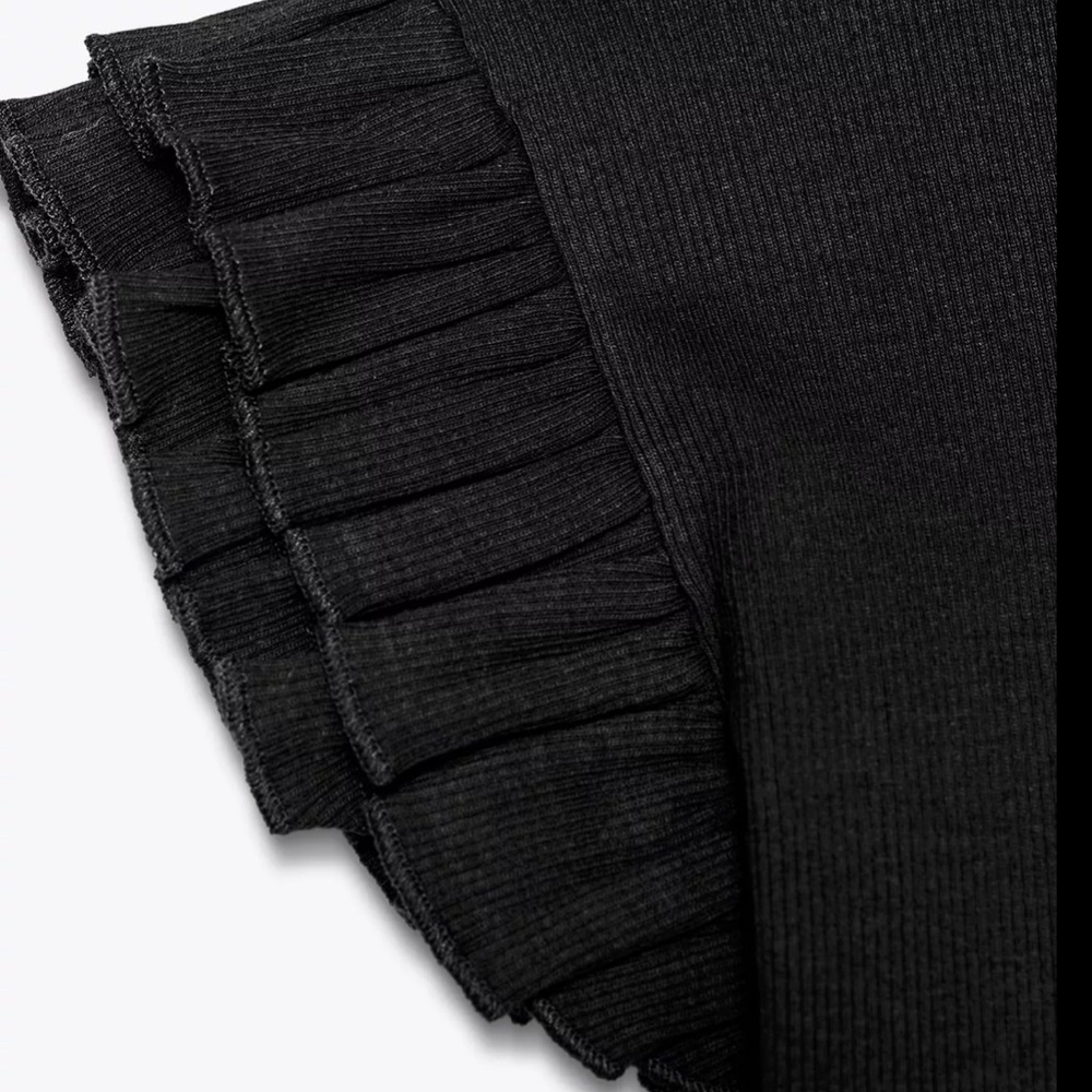 Zara Ribbed Ruffle Top - Picture 6 of 8